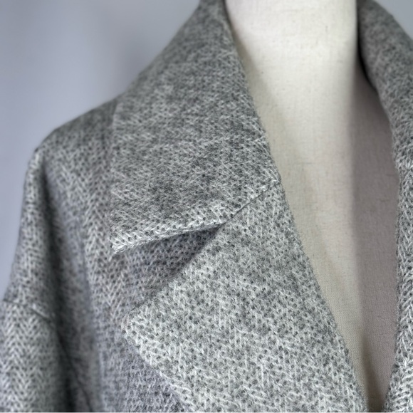 Avec Les Filles boxy tweed coat double breasted grey patch pockets M - Picture 2 of 10